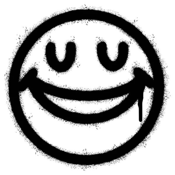Спрей Розфарбований Графіті Усміхнене Обличчя Емоційне Ізольоване Білому Тлі Векторна — стоковий вектор