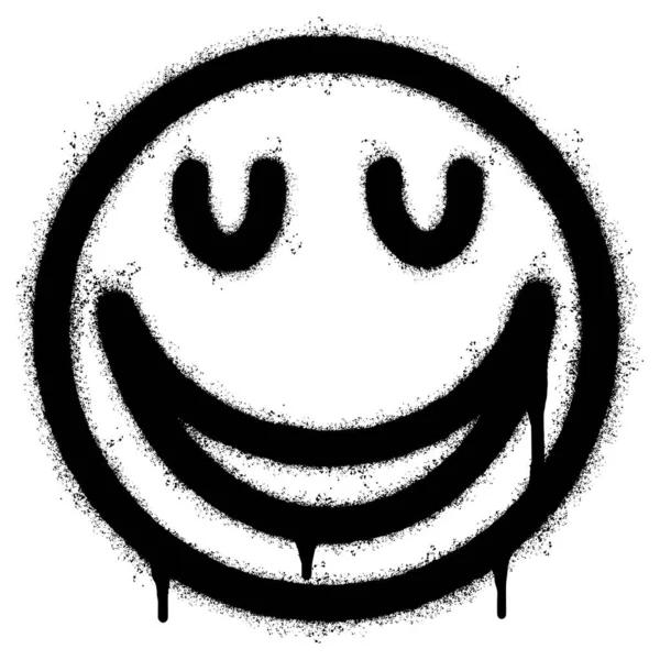Spray Painted Graffiti Smiling Face Emoticon Isolated White Background Vector — Stock Vector
