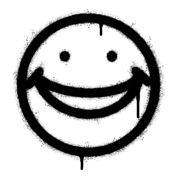 Sprej Namalované Graffiti Usmívající Tvář Emotikon Izolované Bílém Pozadí Vektorová — Stockový vektor