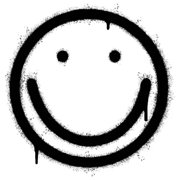 Σπρέι Ζωγραφισμένο Γκράφιτι Χαμογελαστό Πρόσωπο Emoticon Απομονώνονται Λευκό Φόντο Εικονογράφηση — Διανυσματικό Αρχείο
