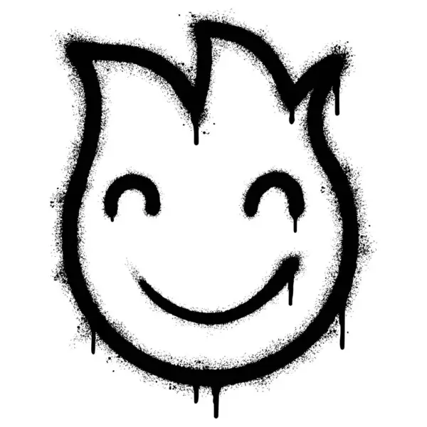 Graffiti Emotikon Usmívající Tvář Usměvavýma Očima Izolované Bílým Pozadím Graffiti — Stockový vektor