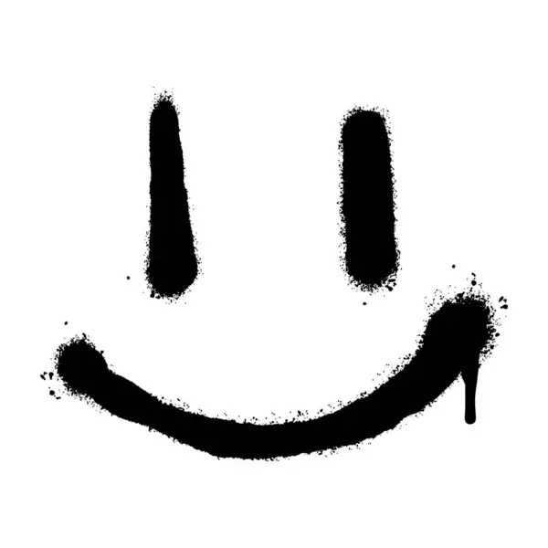 スプレー塗装落書き笑顔の顔の感情白の背景に隔離された ベクターイラスト — ストックベクタ