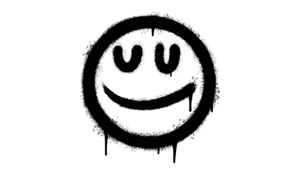 Spray Pintado Graffiti Sonriente Cara Emoticono Aislado Sobre Fondo Blanco — Archivo Imágenes Vectoriales