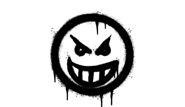 Σπρέι Βαμμένο Γκράφιτι Θυμωμένος Πρόσωπο Emoticon Απομονώνονται Λευκό Φόντο Εικονογράφηση — Διανυσματικό Αρχείο