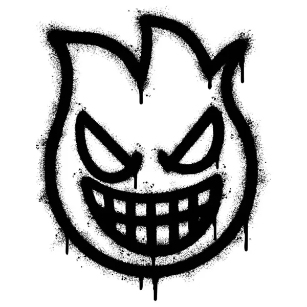 Graffiti Naštvaný Obličej Emotikon Izolované Bílým Pozadím Graffiti Fire Emoji — Stockový vektor