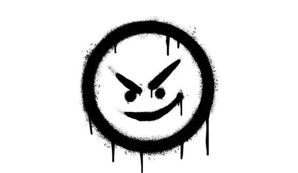 Распыление Раскрашенных Граффити Злобный Смайлик Лица Изолированы Белом Фоне Векторная — стоковый вектор