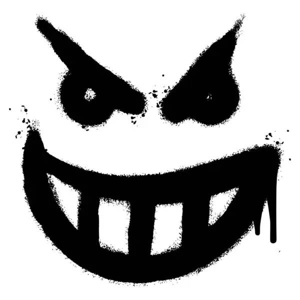 Σπρέι Βαμμένο Γκράφιτι Θυμωμένος Πρόσωπο Emoticon Απομονώνονται Λευκό Φόντο Εικονογράφηση — Διανυσματικό Αρχείο