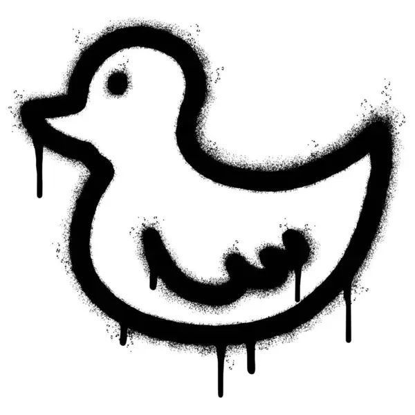 喷涂涂鸦鸭图标喷涂孤立与白色背景 涂鸦太阳鸭符号与过度喷在黑色与白色 矢量说明 图库矢量图片