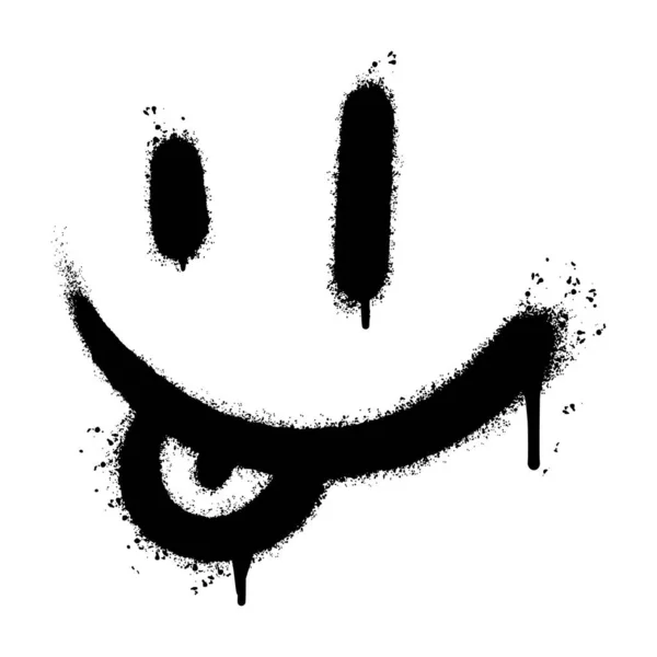 Обличчя Розпилювачем Мовою Пофарбовані Графіті Обличчя Емоційним Мовою Ізольовані Білому — стоковий вектор