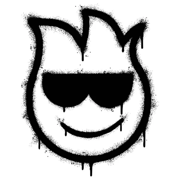 Graffiti Emoticon Cool Smiling Face Sunglasses Isolated White Background Graffiti — Stock Vector
