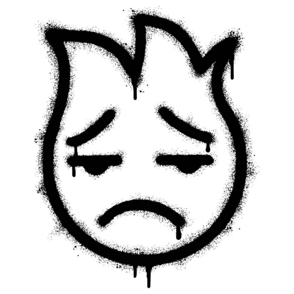 Graffiti Emoticon Tired Face Isolated White Background Graffiti Fire Emoji — Stock Vector
