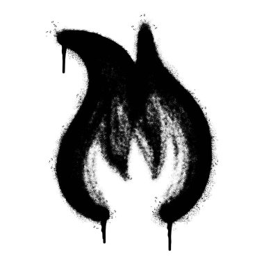 Spray Painted Graffiti Fire flame icon Sprayed isolated with a white background. graffiti Fire flame icon with over spray in black over clipart