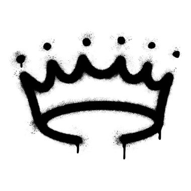 Beyaz arka planda izole edilmiş graffiti sprey taç ikonu. vektör illüstrasyonu.