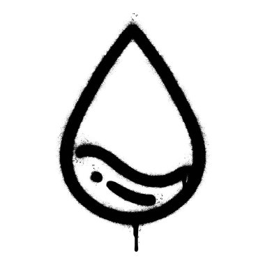 Sprey Boyalı Graffiti Su Damlası logo vektör simgesi beyaz arkaplanda izole edildi.