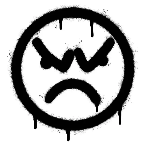 Σπρέι Βαμμένο Γκράφιτι Θυμωμένος Πρόσωπο Emoticon Απομονώνονται Λευκό Φόντο — Διανυσματικό Αρχείο