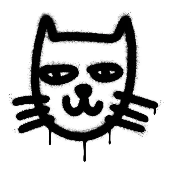 Spray Pintado Graffiti Cat Icono Palabra Pulverizado Aislado Con Fondo — Archivo Imágenes Vectoriales