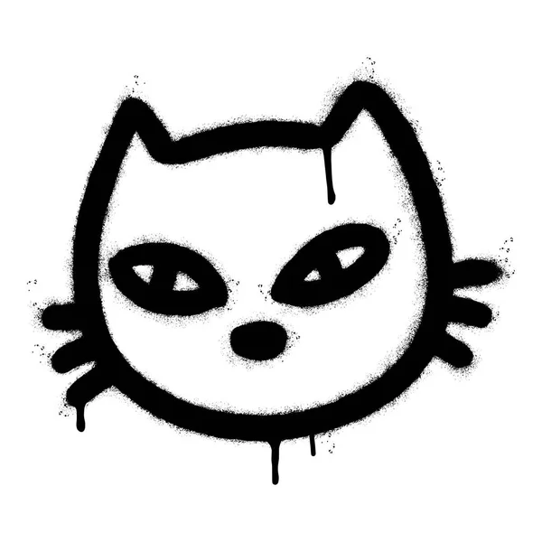 Spray Painted Graffiti Cat Icon Word Isoliert Mit Weißem Hintergrund — Stockvektor
