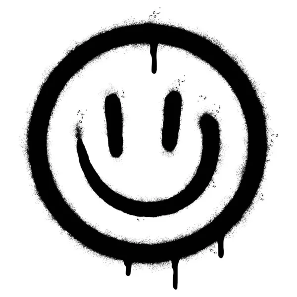 Spray Pintado Graffiti Sonriente Emoticono Cara Aislado Sobre Fondo Blanco Gráficos vectoriales