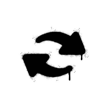 Sprey boyalı Grafiti Tazeleme oku beyaz bir arka plan ile izole edilmiş. grafiti Tazeleme Ok simgesi üzerine siyah üzerine beyaz püskürtme.