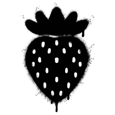 Sprey boyalı Grafiti Çilek simgesi. Beyaz arkaplan ile izole edilmiş..