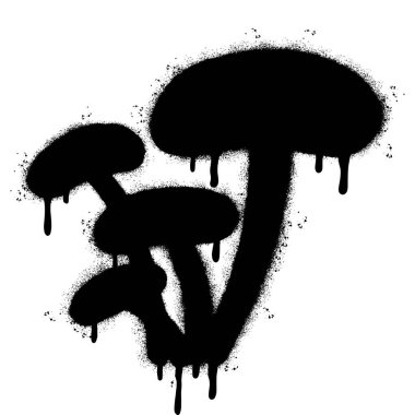 Sprey boyalı Grafiti Mantar simgesi Beyaz bir arkaplan ile izole.