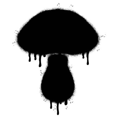 Sprey boyalı Grafiti Mantar simgesi Beyaz bir arkaplan ile izole.