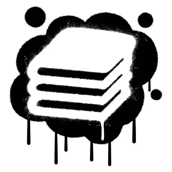 白い背景で隔離されたスプレーされたグラフィティのブックアイコンWordスプレー 白い上に黒いスプレーで覆われたグラフィティブブック — ストックベクタ