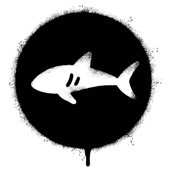 Spray Pintado Graffiti Ícone Tubarão Palavra Pulverizado Isolado Com Fundo — Vetor de Stock