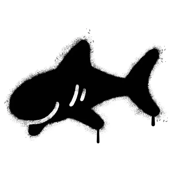 Spray Pintado Graffiti Ícone Tubarão Palavra Pulverizado Isolado Com Fundo — Vetor de Stock