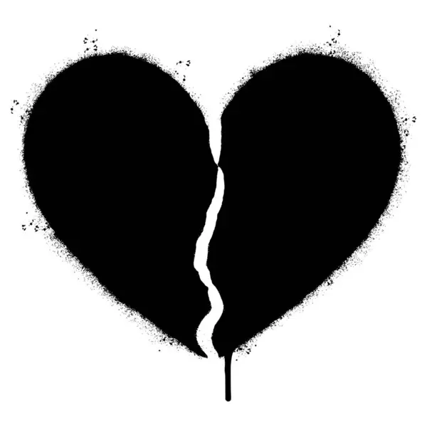 Sprey Boyalı Graffiti Kırık Kalp Kelime Ikonu Beyaz Bir Arkaplan — Stok Vektör