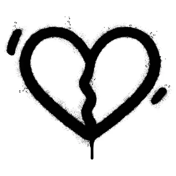 Разбрызгивание Раскрашенные Граффити Разбитое Сердце Значок Word Sprayed Изолированы Белым — стоковый вектор
