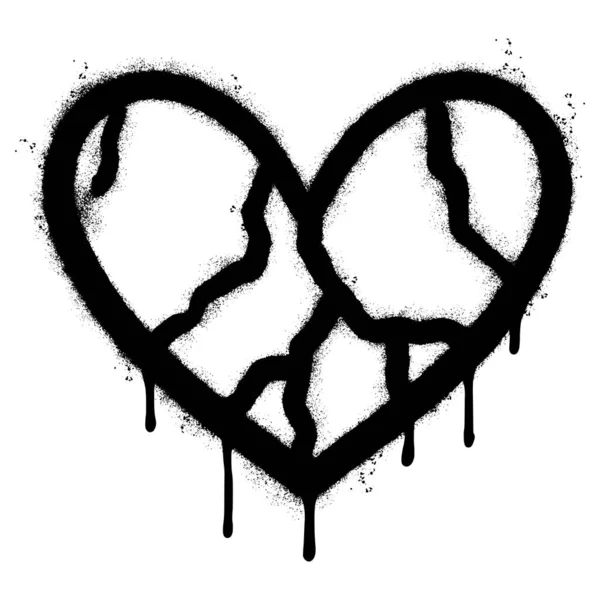 Spray Painted Graffiti Broken Heart Icon Word Sprayed Isolated White — Stock Vector