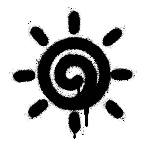 Spray Painted Graffiti Sun Symbol Isoliert Mit Weißem Hintergrund Gesprüht — Stockvektor