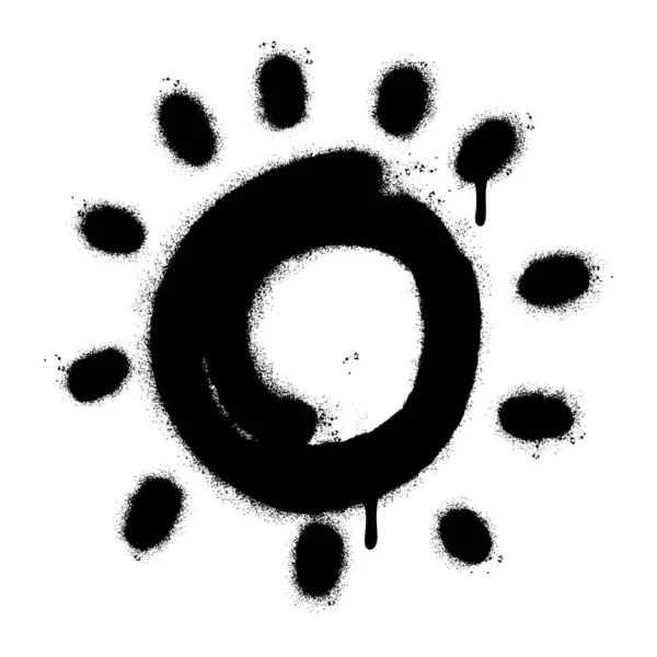 Σπρέι Ζωγραφισμένο Γκράφιτι Εικόνα Του Ήλιου Ψεκάζεται Απομονωμένη Λευκό Φόντο — Διανυσματικό Αρχείο