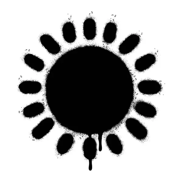 喷涂涂鸦太阳图标喷涂孤立与白色背景 涂鸦太阳符号 有过度的黑色喷涂在白色之上 — 图库矢量图片