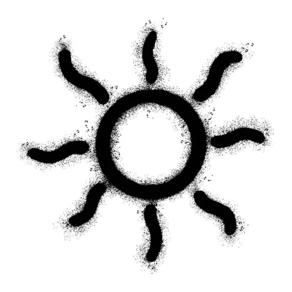 Spray Painted Graffiti Sun Symbol Isoliert Mit Weißem Hintergrund Gesprüht — Stockvektor