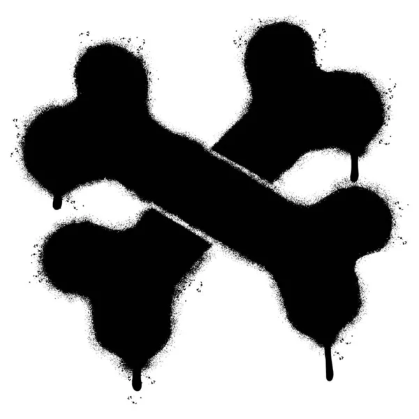Разбрызгиваемая Иконка Кости Граффити Распыляется Изолированно Белом Фоне Граффити Кость — стоковый вектор