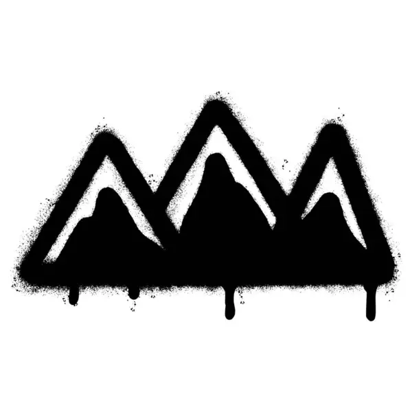 Spray Painted Graffiti Mountain Icon Pulverizado Aislado Con Fondo Blanco — Vector de stock