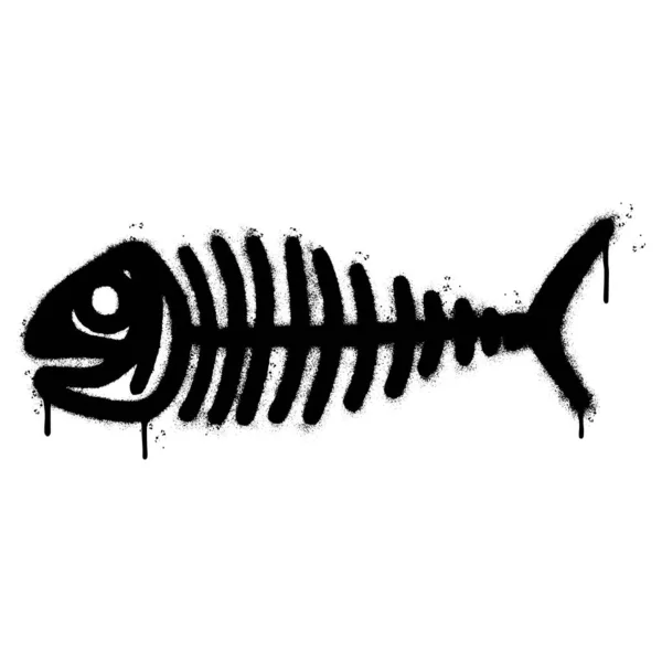 Spray Painted Graffiti Fish Bone Icon Sprayed Isolated White Background — Stock Vector