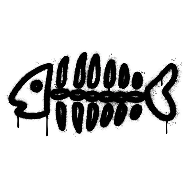 Розпилювач Розфарбований Графіті Риб Яча Кістка Значок Розпилюється Ізольовано Білим — стоковий вектор