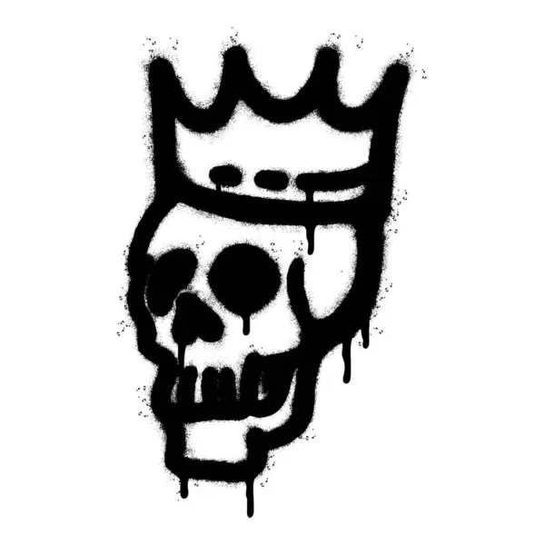 Spray Verniciato Graffiti Cranio Nella Corona Icona Spruzzato Isolato Con — Vettoriale Stock