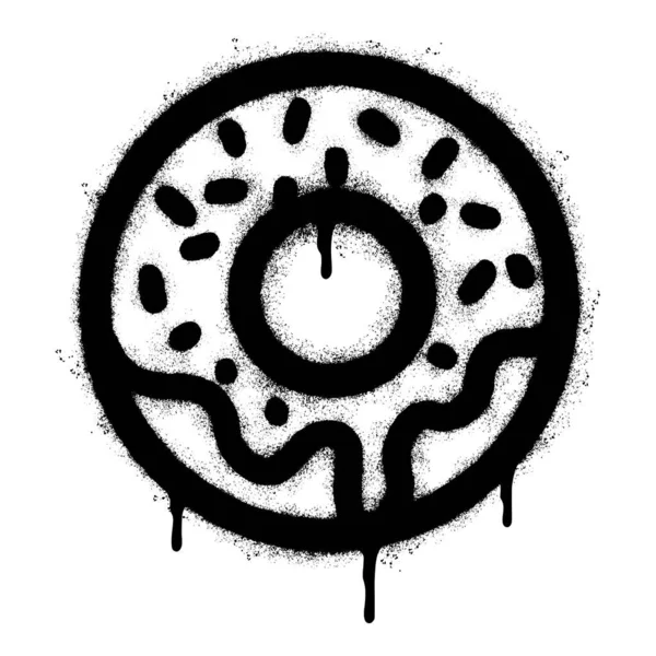 Σπρέι Βαμμένο Γκράφιτι Donut Εικονίδιο Ψεκάζονται Απομονώνονται Ένα Λευκό Φόντο — Διανυσματικό Αρχείο