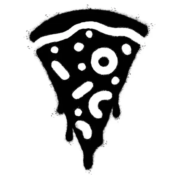 喷涂涂鸦比萨饼图标喷涂孤立与白色背景 涂鸦比萨饼的符号 带有过度喷涂的黑色超过白色 — 图库矢量图片
