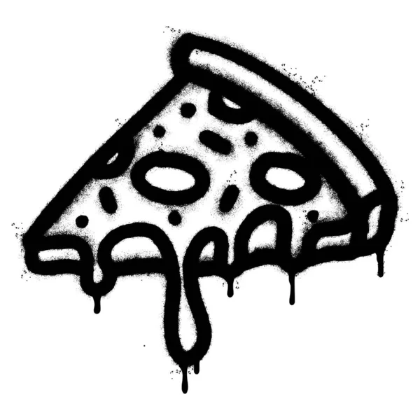 Sprey Boyalı Graffiti Pizza Simgesi Beyaz Arka Planda Izole Edilmiş — Stok Vektör