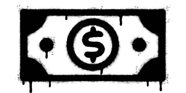 Sprej Graffiti Dolar Dolar Papírové Peníze Sprej Izolované Bílým Pozadím — Stockový vektor