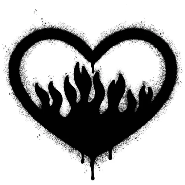 Spray Painted Graffiti Heart Flamme Symbol Isoliert Mit Weißem Hintergrund — Stockvektor