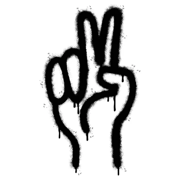 Spray Painted Graffiti Hand Gest Tecken För Seger Ikon Sprayed — Stock vektor