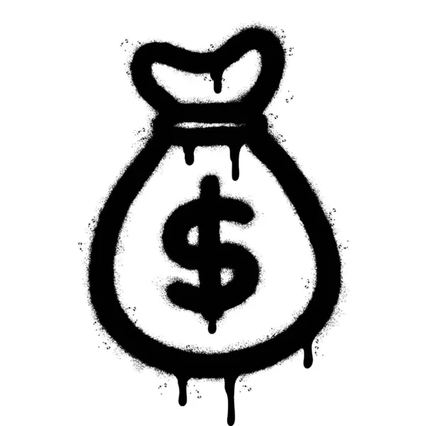 Sprej Namalované Graffiti Peníze Taška Ikona Sprayed Izolované Bílým Pozadím — Stockový vektor