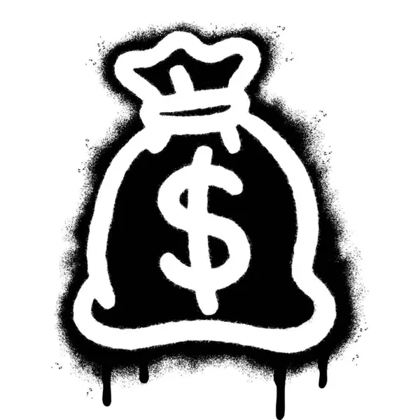 Sprej Namalované Graffiti Peníze Taška Ikona Sprayed Izolované Bílým Pozadím — Stockový vektor