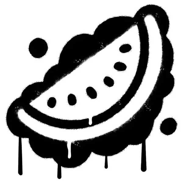 喷涂涂鸦西瓜果片喷涂分离的白色背景 涂鸦西瓜图标 有过多的黑色喷涂在白色之上 矢量图形